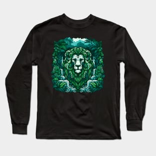 Abstract Lion in Lush Jungle Long Sleeve T-Shirt